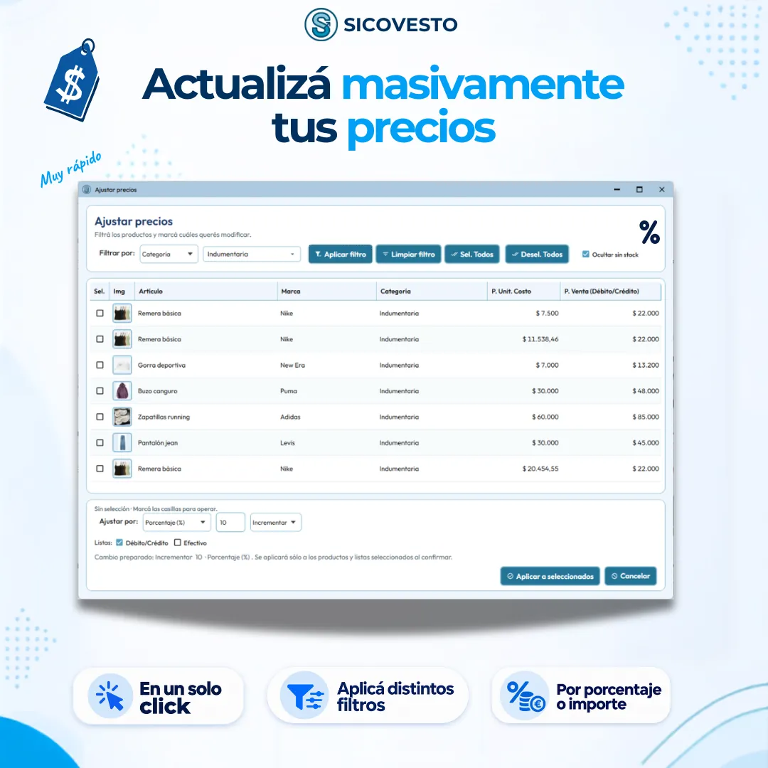 Actualizá tus precios en masa