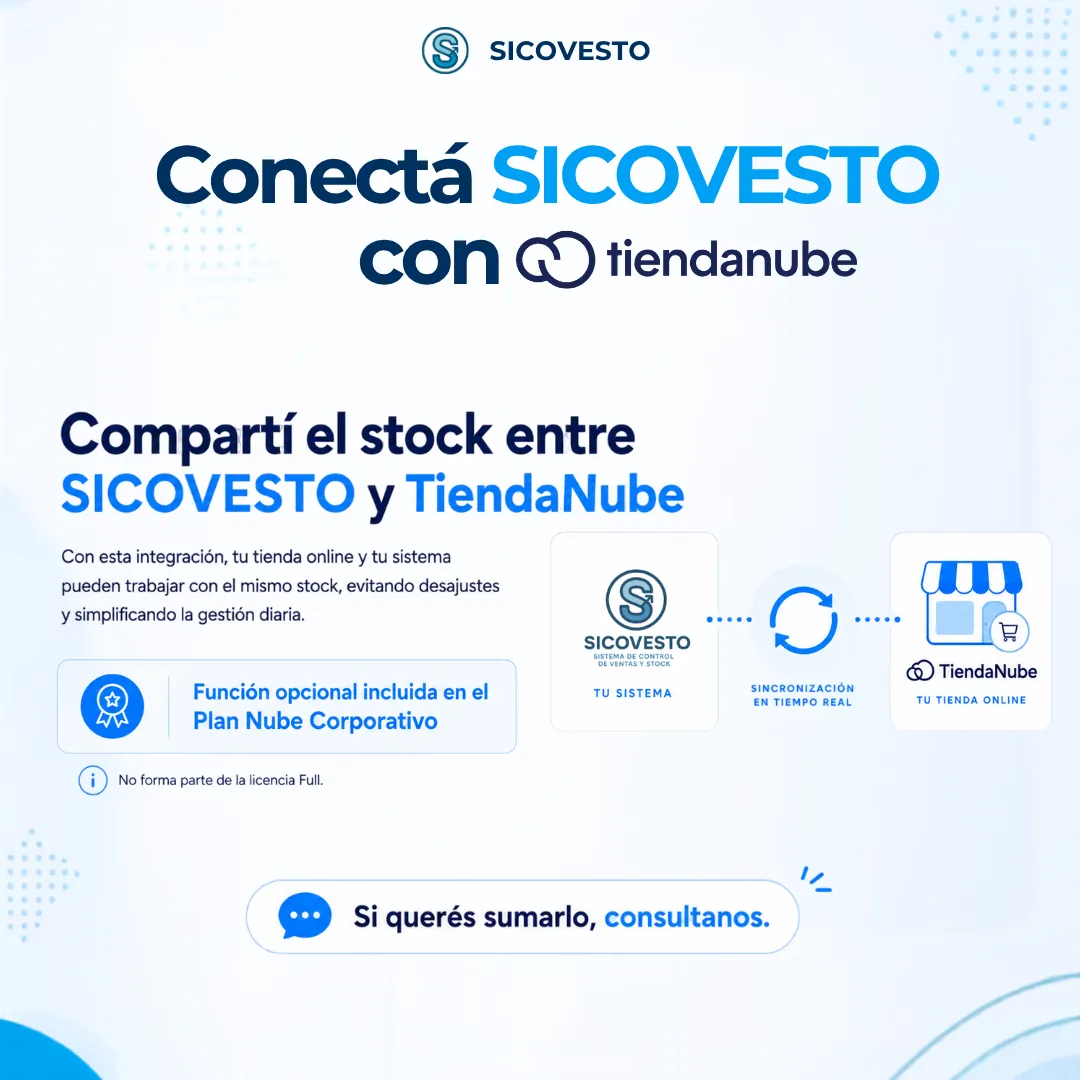 Integración de SICOVESTO con TiendaNube para compartir el stock entre el local y la tienda online