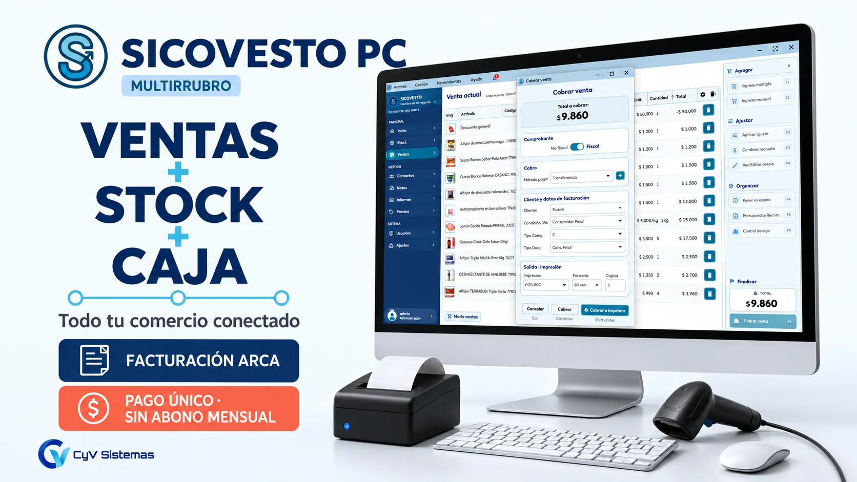 SICOVESTO Multirrubro: ventas, stock, caja y facturación